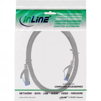 InLine Flat patch cable, U/FTP, Cat.6A, grey, 1.5m