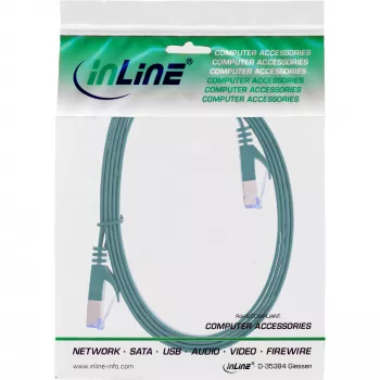 InLine Flat patch cable, U/FTP, Cat.6A, green, 0.5m