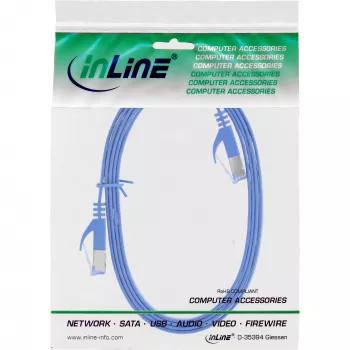 InLine Flat patch cable, U/FTP, Cat.6A, blue, 1m