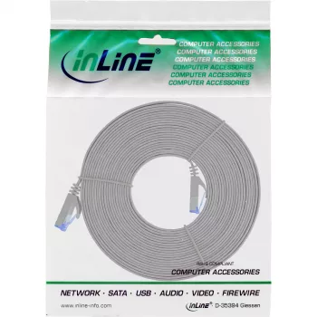 InLine Flat patch cable, U/FTP, Cat.6A, grey, 5m