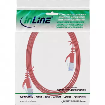 InLine Flat patch cable, U/FTP, Cat.6A, red, 3m