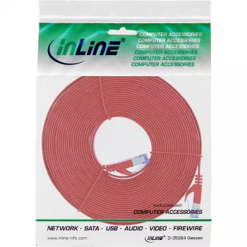 InLine Flat patch cable, U/FTP, Cat.6A, red, 10m