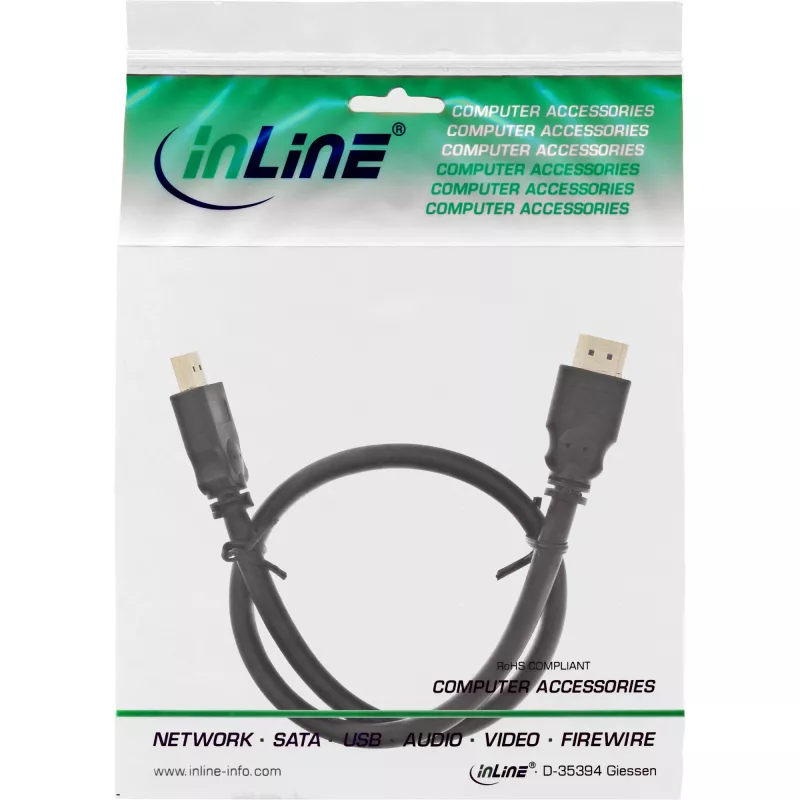 InLine HDMI cable, High Speed HDMI Cable, M/M, black, golden contacts, 20m