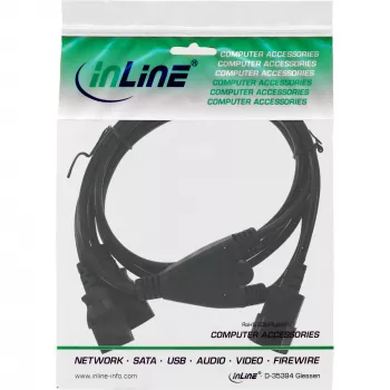 InLine power Y-cable German Type F 1x IEC-C14 to 2x IEC-C13 1.8m