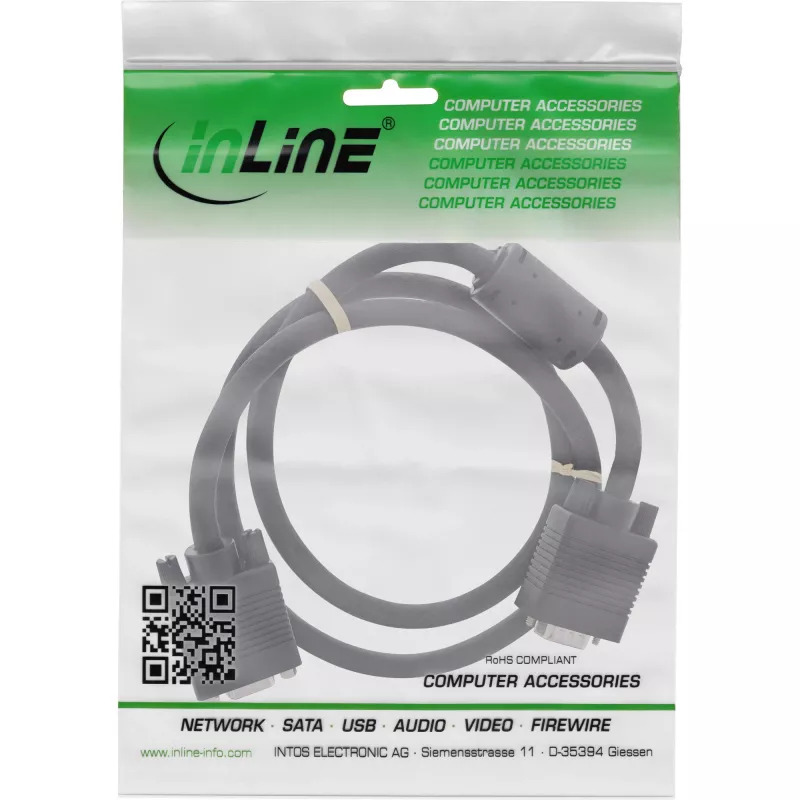 InLine S-VGA Extension Cable 15HD male / female black 3m