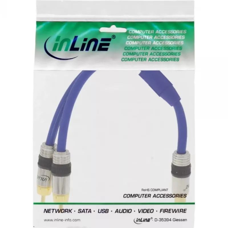 InLine RCA Y-Cable Premium 1x RCA female / 2x RCA male gold plated 0.25m