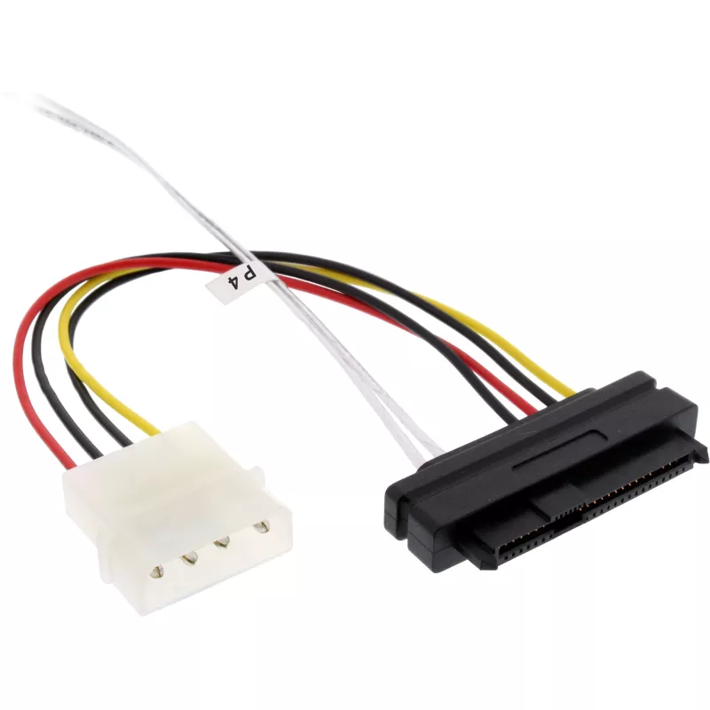 InLine Mini SAS HD cable, SFF-8643 angled to 4x SFF-8482 + power, 0.5m