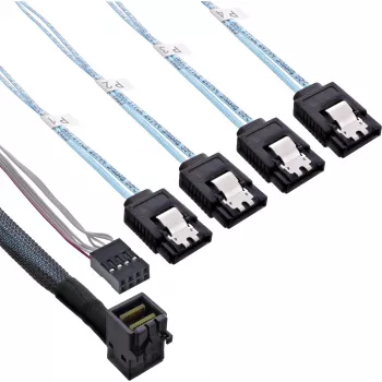 InLine Mini SAS HD Cable SFF-8643 angled to 4x SATA + Sideband 1m