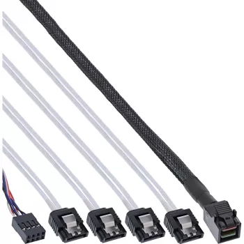 InLine Mini SAS HD Cable SFF-8643 to 4x SATA + Sideband 1m