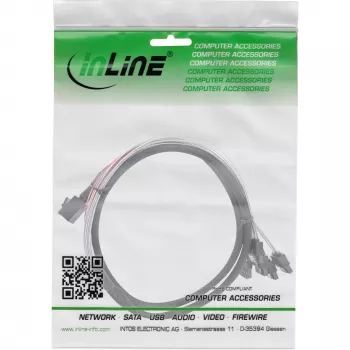 InLine Mini SAS HD Cable SFF-8643 to 4x SATA + Sideband 1m