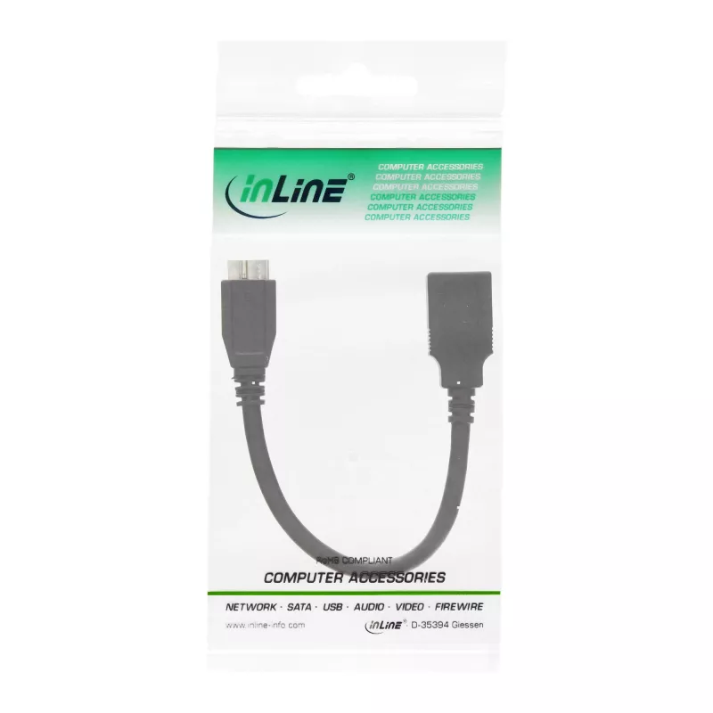 InLine Micro USB 3.0 OTG Adapter Cable Micro B male to USB Type A female 0.15m
