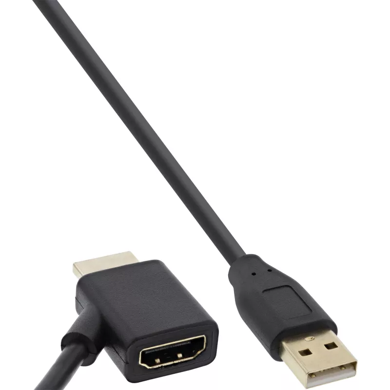InLine HDMI Adapter M / F with USB-A power injector 0.5m