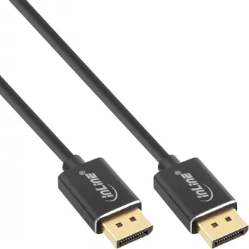 InLine DisplayPort 1.4 cable Slim, 8K4K, black, gold-plated contacts, 3m