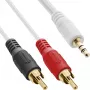 InLine 2x RCA Cable male / 3.5mm male white/gold 10m