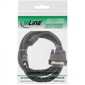 InLine HDMI-DVI Cable 19 Pin male / 18+1 male + ferrite choke black 1m