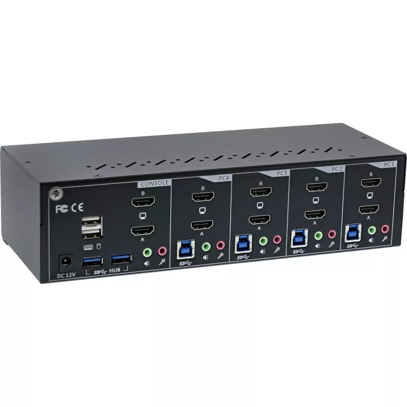 KVM Desktop Switch InLine 62654I 4-port Dual Monitor HDMI 4K USB 3.0 Audio