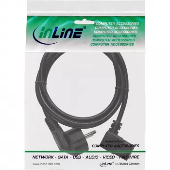 InLine power cable, CEE 7/7 angled / 3pin IEC C13 male angled, 0.3m