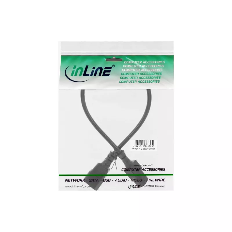 InLine cold device extension, C13 / C14, black, 0.3m