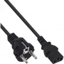InLine power cable, CEE 7/7 straight / 3pin IEC C13 male, black, 0.3m