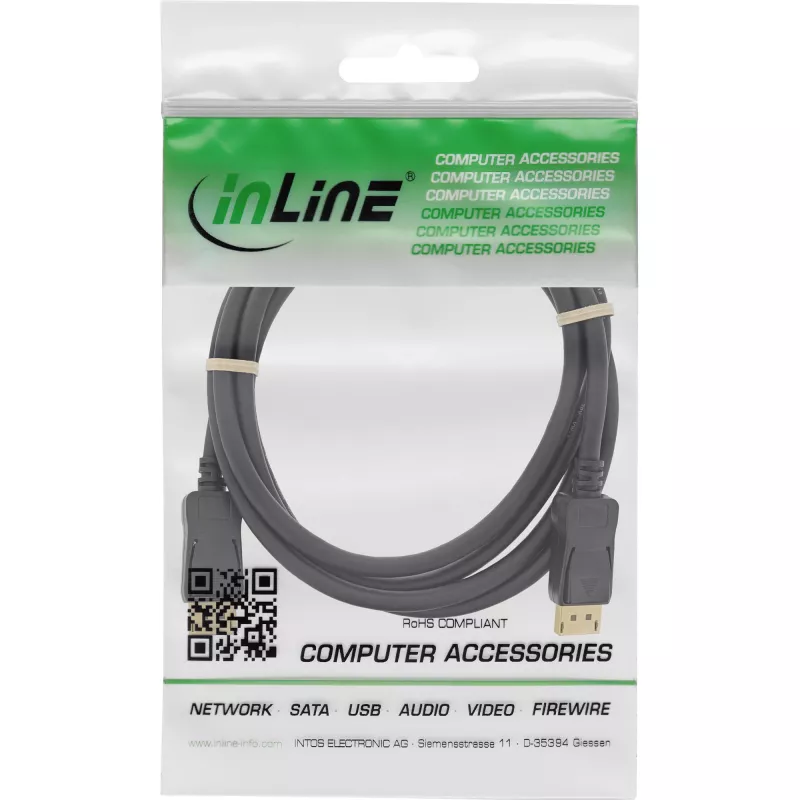 InLine DisplayPort Cable black gold plated 0.3m