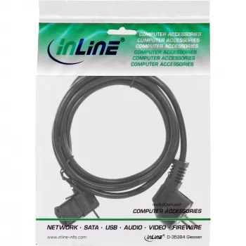 InLine Power cable, CEE 7/7 angled / 3pin IEC C13 left angled, black, 0.3m