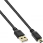 InLine USB 2.0 Flat Cable USB Type A male / Mini-B male 5pin black/gold 0.3m