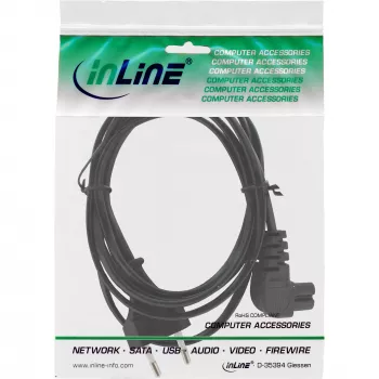 InLine power cable, Euro male / Euro8 male angled, black, 0.3m