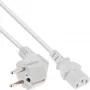 InLine power cable, CEE 7/7 angled / 3pin IEC C13 male, white, 0.3m