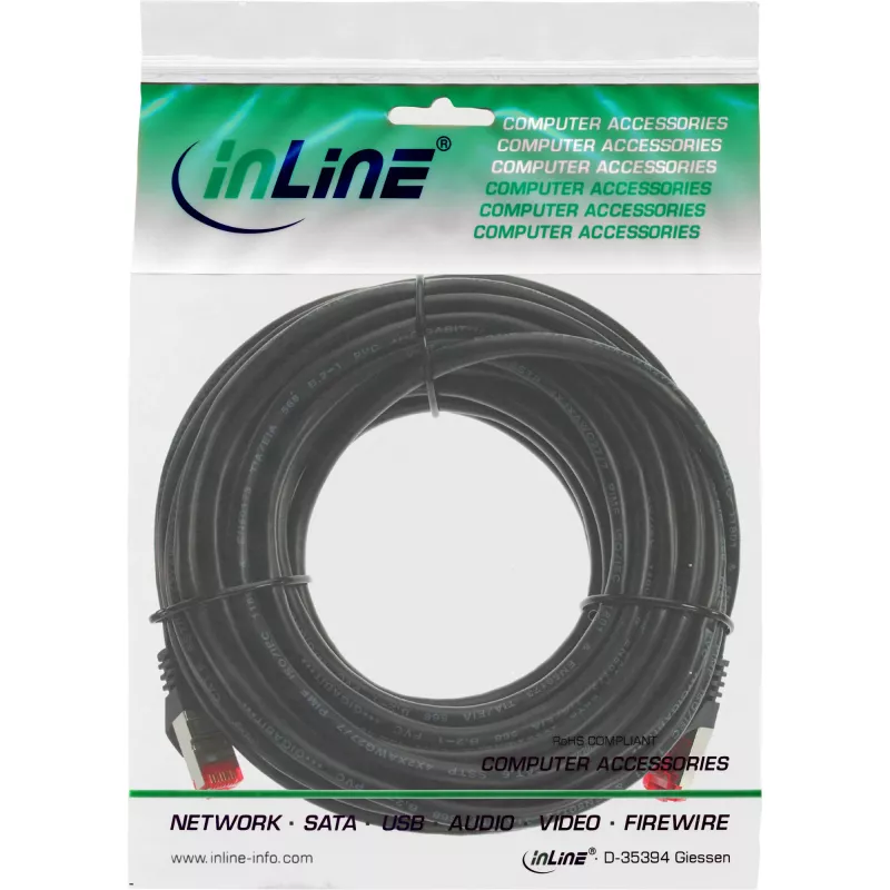 InLine Patch Cable S/FTP PiMF Cat.6 250MHz PVC copper black 20m