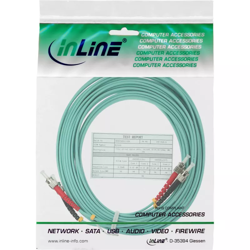 InLine Fiber Optical Duplex Cable ST/ST 50/125µm OM3 1m