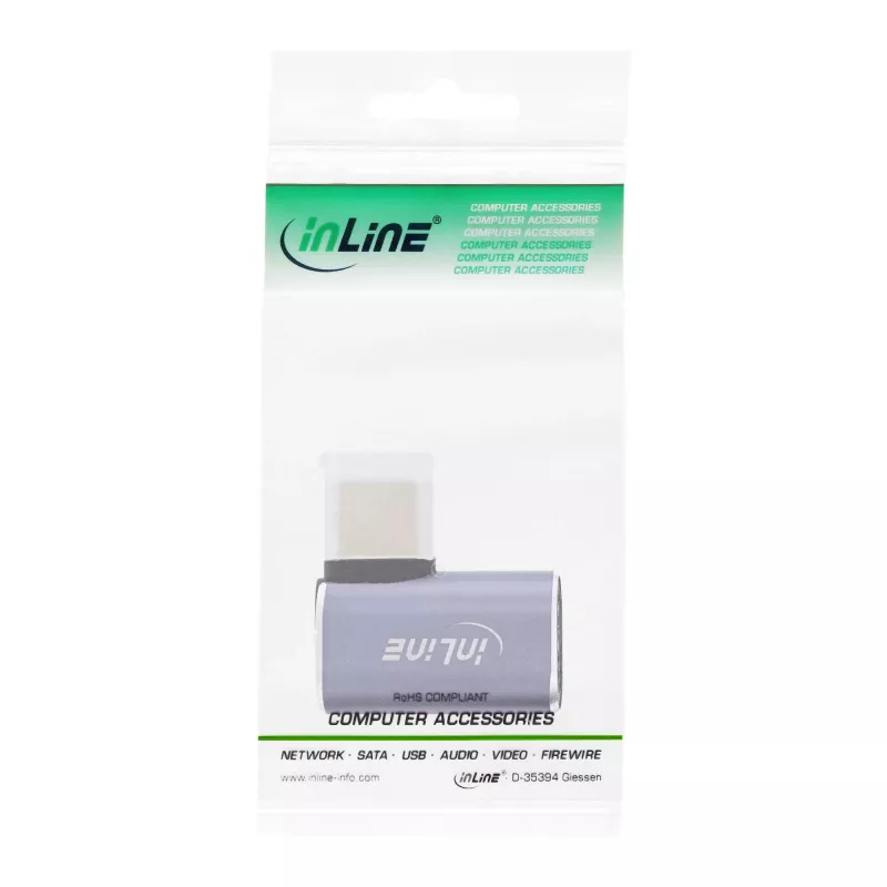 InLine USB4 Adapter, USB-C male/female right/left angled, aluminium, grey