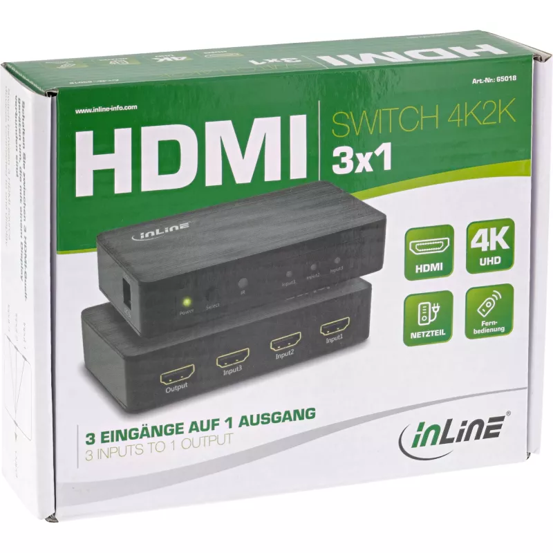 InLine HDMI Switch, 3 port, 4K2K@60Hz, HDCP 2.2