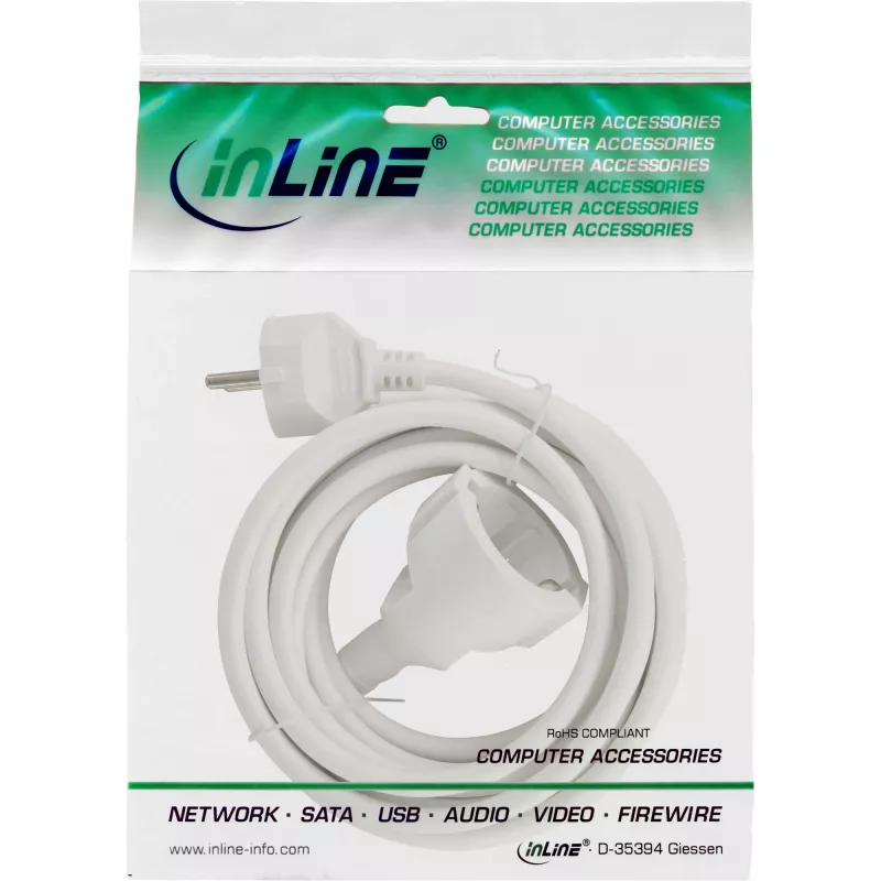 Power extension cable InLine 3 m, white — 230 V input