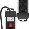 InLine Socket Strip, Aluminum, 3-way with protection, switch, 1.5m