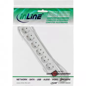 InLine Socket strip 16465S 6-way earth contact CEE 7/3 white 5m