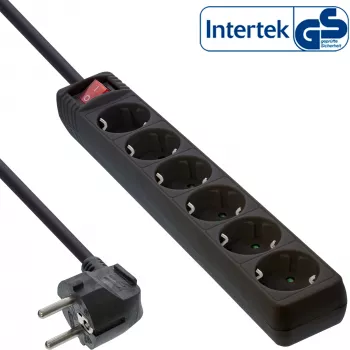 InLine Socket strip InLine 16461S 6-way earth contact CEE 7/3 black 1.5m
