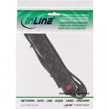InLine Socket strip InLine 16461S 6-way earth contact CEE 7/3 black 1.5m