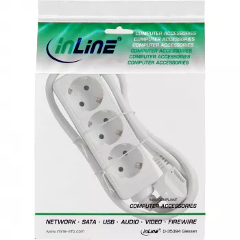 InLine Socket strip InLine 16433W 3-way earth contact CEE 7/3 white 3m