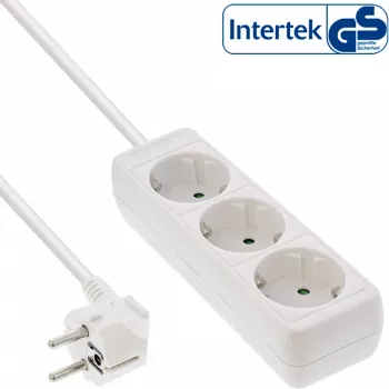 InLine Socket strip InLine 16431W 3-way earth contact CEE 7/3 white 1.5m