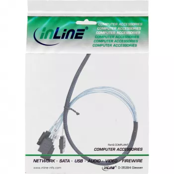 InLine Slim SAS cable, SFF-8654 to 4x SATA 7-pin, 12Gb/s, 0.5m