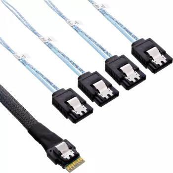 InLine Slim SAS cable, SFF-8654 to 4x SATA 7-pin, 12Gb/s, 1m