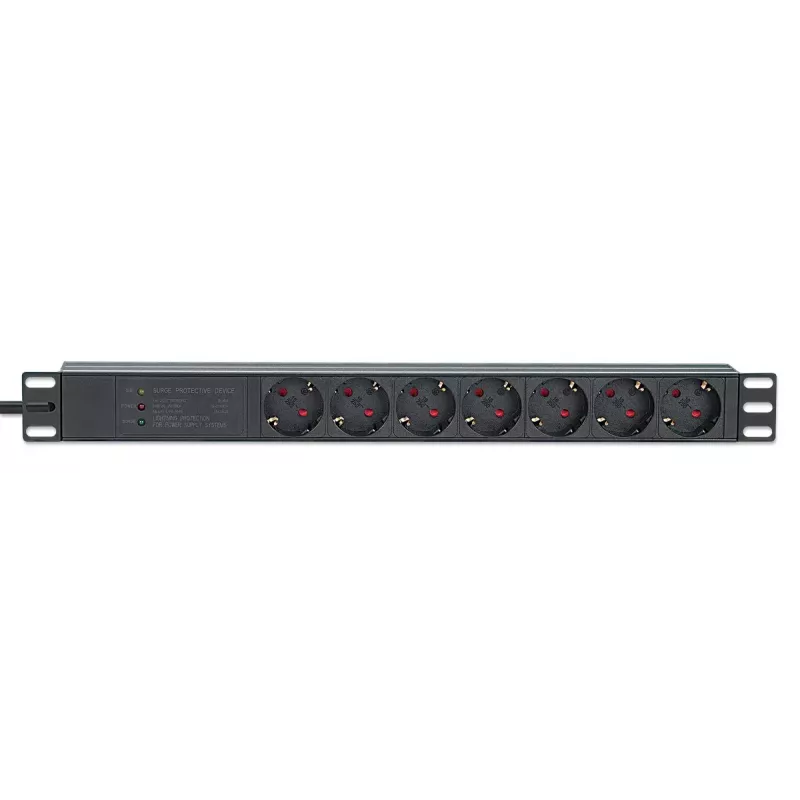 Intellinet 19 inch 1U Rackmount 7-Way PDU Surge Protection 16A 3m Cord
