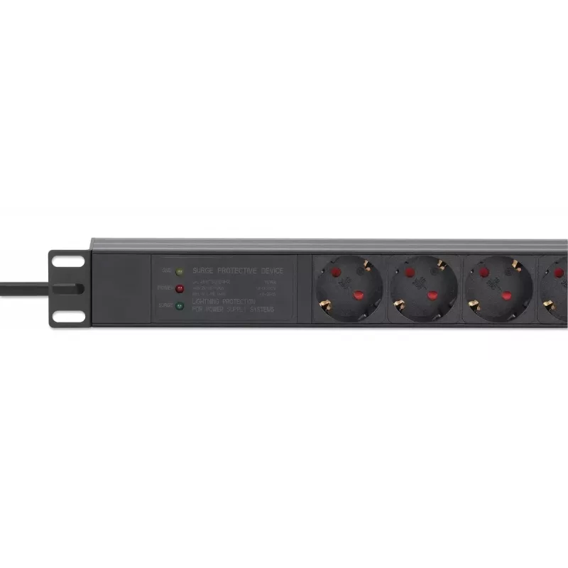 Intellinet 19 inch 1U Rackmount 7-Way PDU Surge Protection 16A 3m Cord
