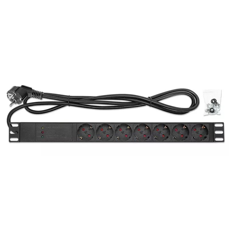 Intellinet 19 inch 1U Rackmount 7-Way PDU Surge Protection 16A 3m Cord