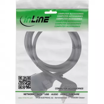 InLine Power Extension Cable Type F angled, black, 10m