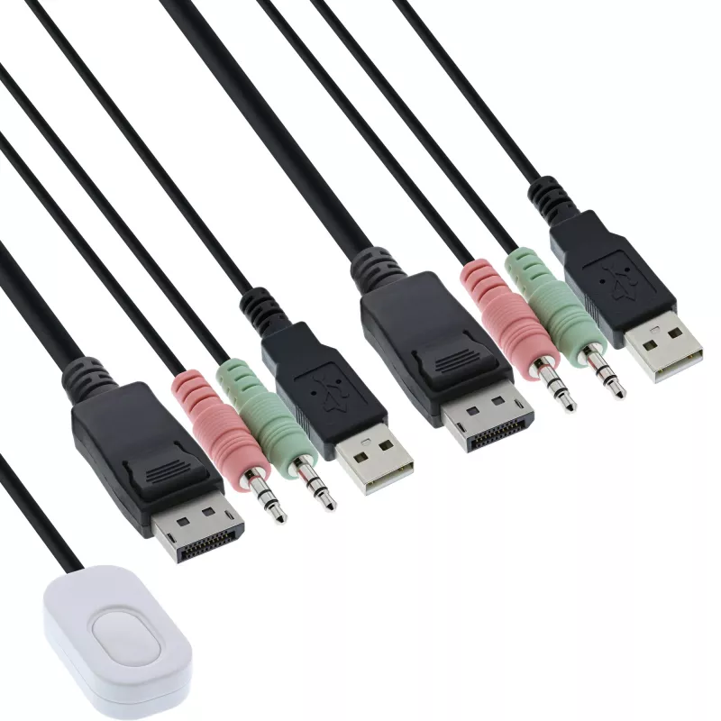 InLine Cable KVM Switch, 2-port, Displayport 1.2, 4K, USB, Audio