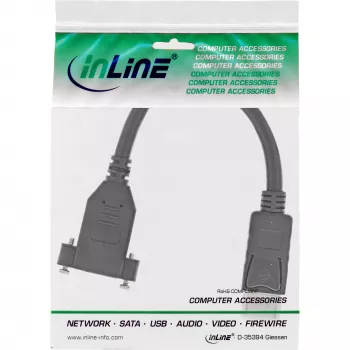 InLine DisplayPort male to female with flange cable 0.2m, black