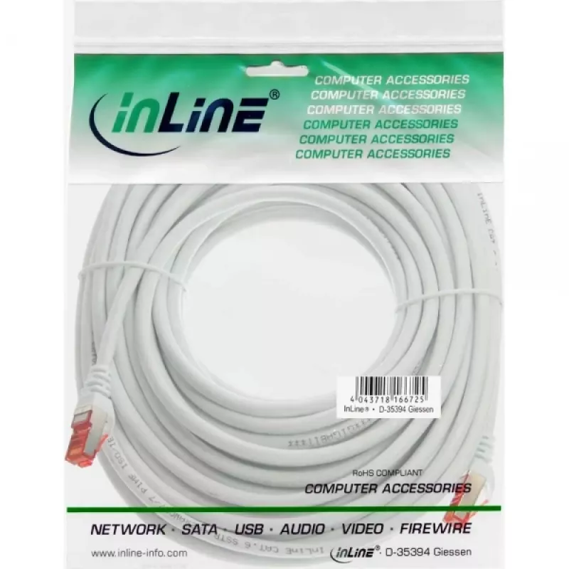 InLine Patch Cable S/FTP PiMF Cat.6 250MHz PVC copper white 7.5m
