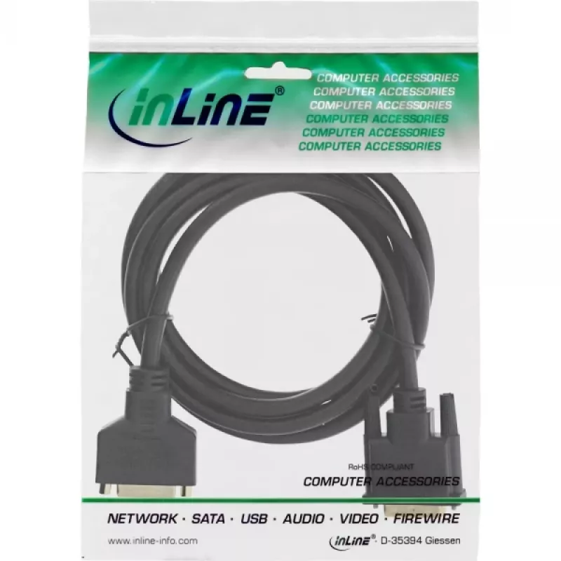 InLine DVI-D Cable Premium 24+1 male to female Dual Link gold plated 2m