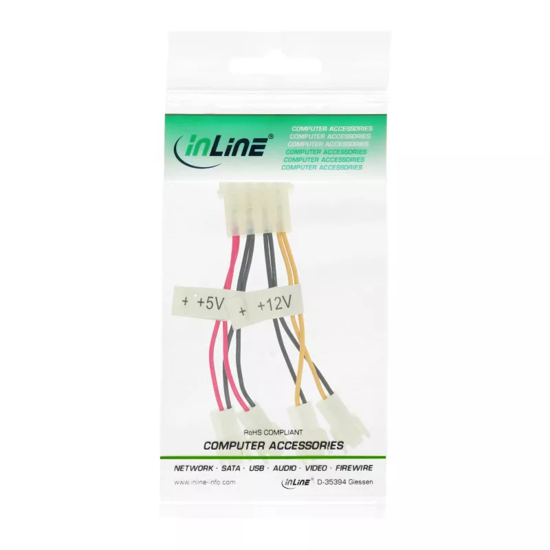 InLine Fan Adapter Cable 2x 12V and 2x 5V for 4 Fans 33005B
